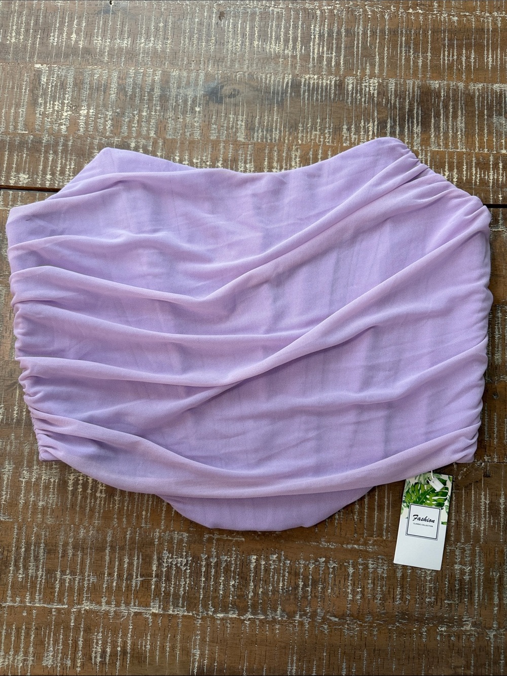 Fashion Nova Lavender Ruched Strapless Crop Top
